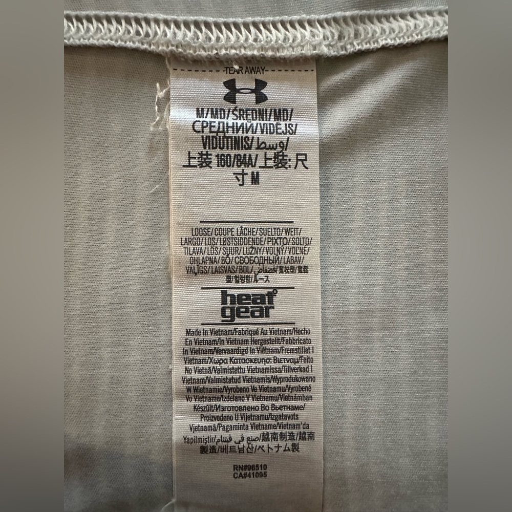 Under Armour top. Khaki & white striped. Medium. - Picture 5 of 11